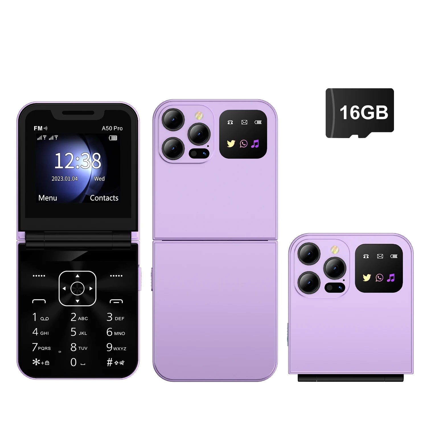 Foldable Mobile Phones Speed Dial 2 SlM Cards 2.4" Display Cellphone Call Recording LED flashlight Blacklist FM Radio Telephones
