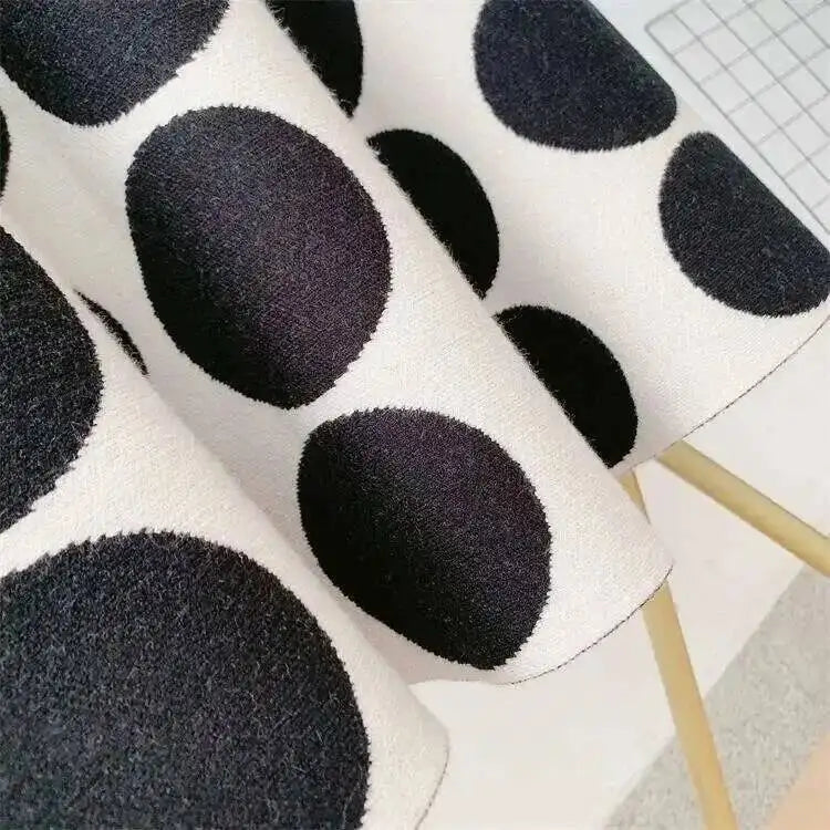[EWQ]Japan Style Polka Dots Knitted High Waist Skirt Women's 2025 New Autumn Winter Oofice Lady Elastic A-line Pleated Midiskirt