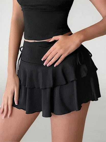 Women's High Waisted Solid Color Mini Skirt Summer Fashion Outdoor Versatile Slim Fit Elastic Waist Short Skirt Streetwear 2026