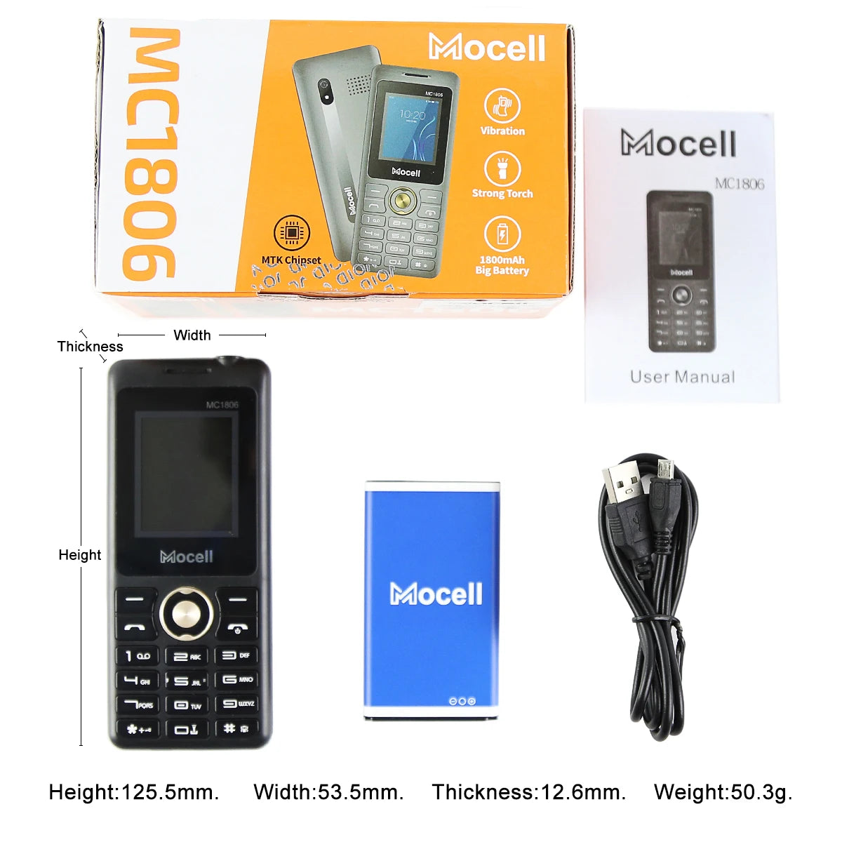 Mocell MC1806 Feature Phone 1.77" Display Digital Camera Dual Sim Loud Speaeker MP3 MP4 FM Radio Sound Recorder Senior Phone