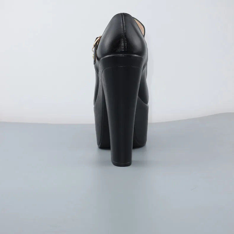 Catwalk 15cm Small Size 32-43 Sexy Extreme Block High Heels Shoes Spring 2025 Trend Bright Leather Chunky Platform Pumps Model