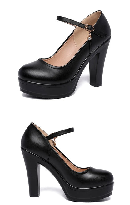 8 10 12cm Small Size 32-43 Shallow Thick Bottom Platform Pumps Women 2025 Block High Heels Shoes for Office Model Wedding Dress