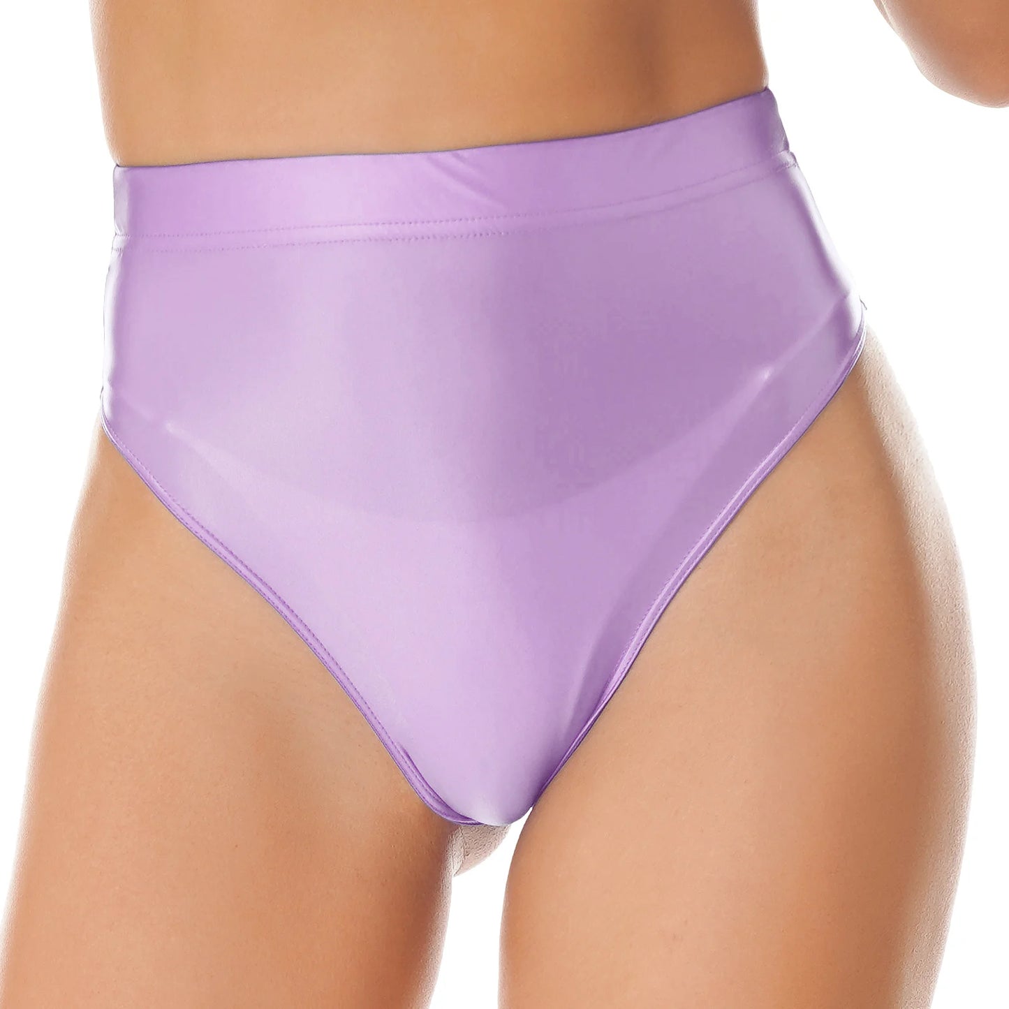 Women Glossy Shorts High Waist Fitness Short Leggings Oil Shiny Knee-Length Tights Swimming Trunks Female Workout Sports Bottoms