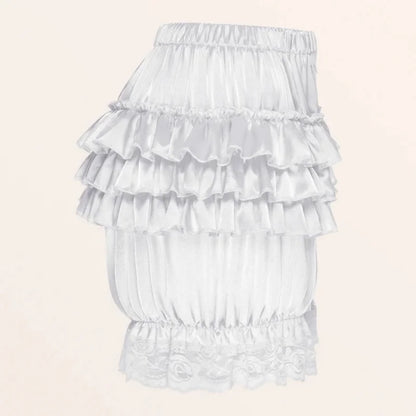 Satin Lace Ruffles Lolita Bloomers Shorts Pants Women Pink Tiered Kawaii Pumpkin Panties Y2k Vintage Victorian Bloomer