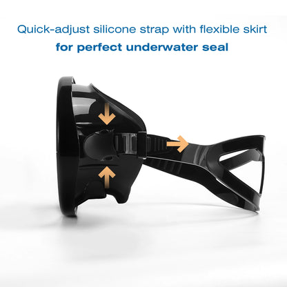Adult Dive Mask: Wide View Anti-Fog Lens for Scuba, Snorkeling & Freediving - Comfortable Water Goggles
