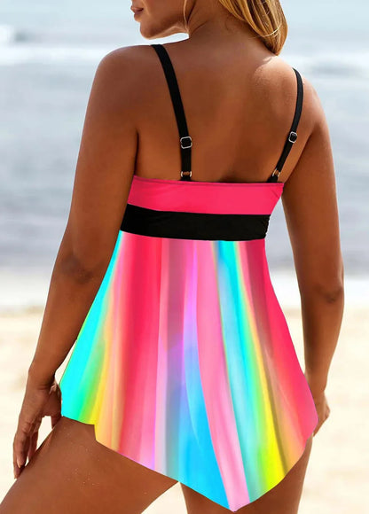 Women's Summer New Two Piece Set with White Small Dot Print Sexy Lace Up Leisure Resort Beach Swimsuit S-6XL