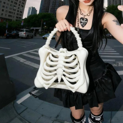 Y2k Women Girls Punk Hiphop Horror Skeleton Bag Original Design Halloween Funny Handbag 3d Print Skull Bag Retro Novelty