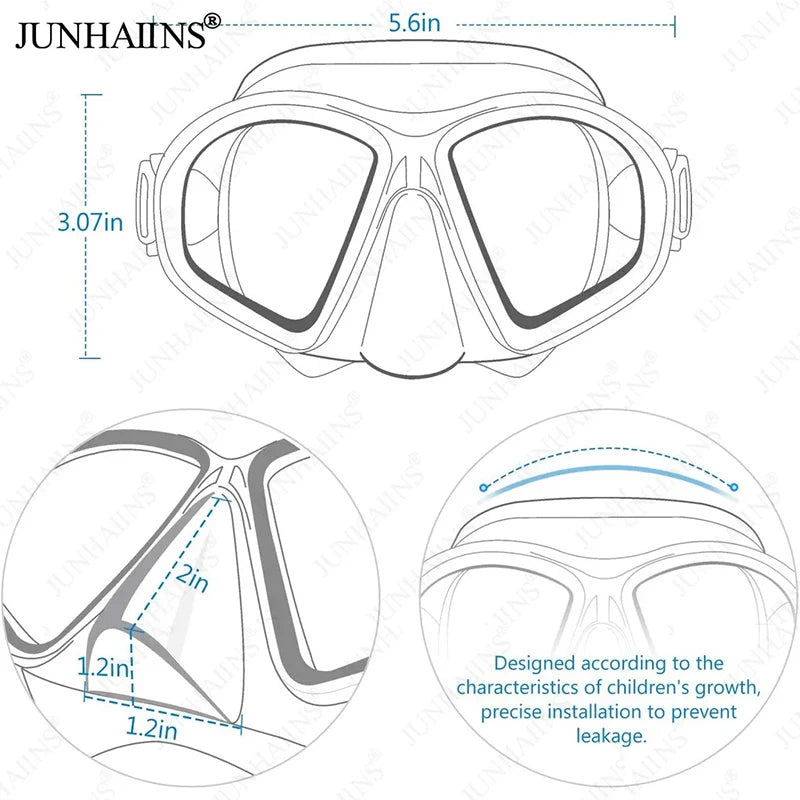 Professional Wet Low Volume Freediving Mask, Tempered Glass dive Mask, J-Type Diving Mask, Snorkel Set, With Go-Pro Camera Mount
