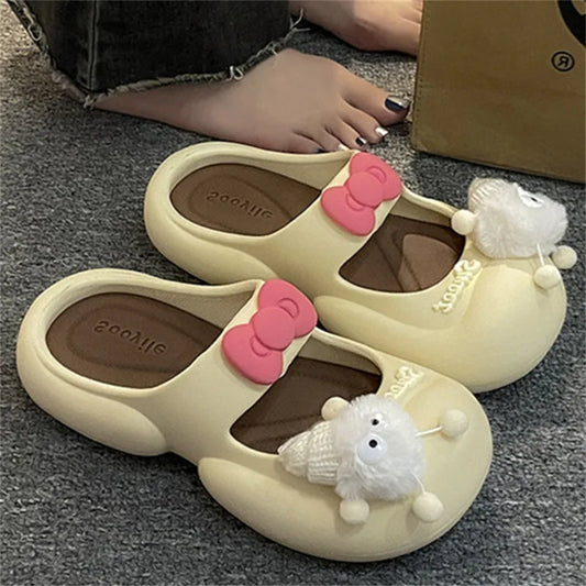 Cute Fairy  Slippers for Women's Summer Outer-Wear Thick-Soled Clogs Shoes Sandals For The Beach
