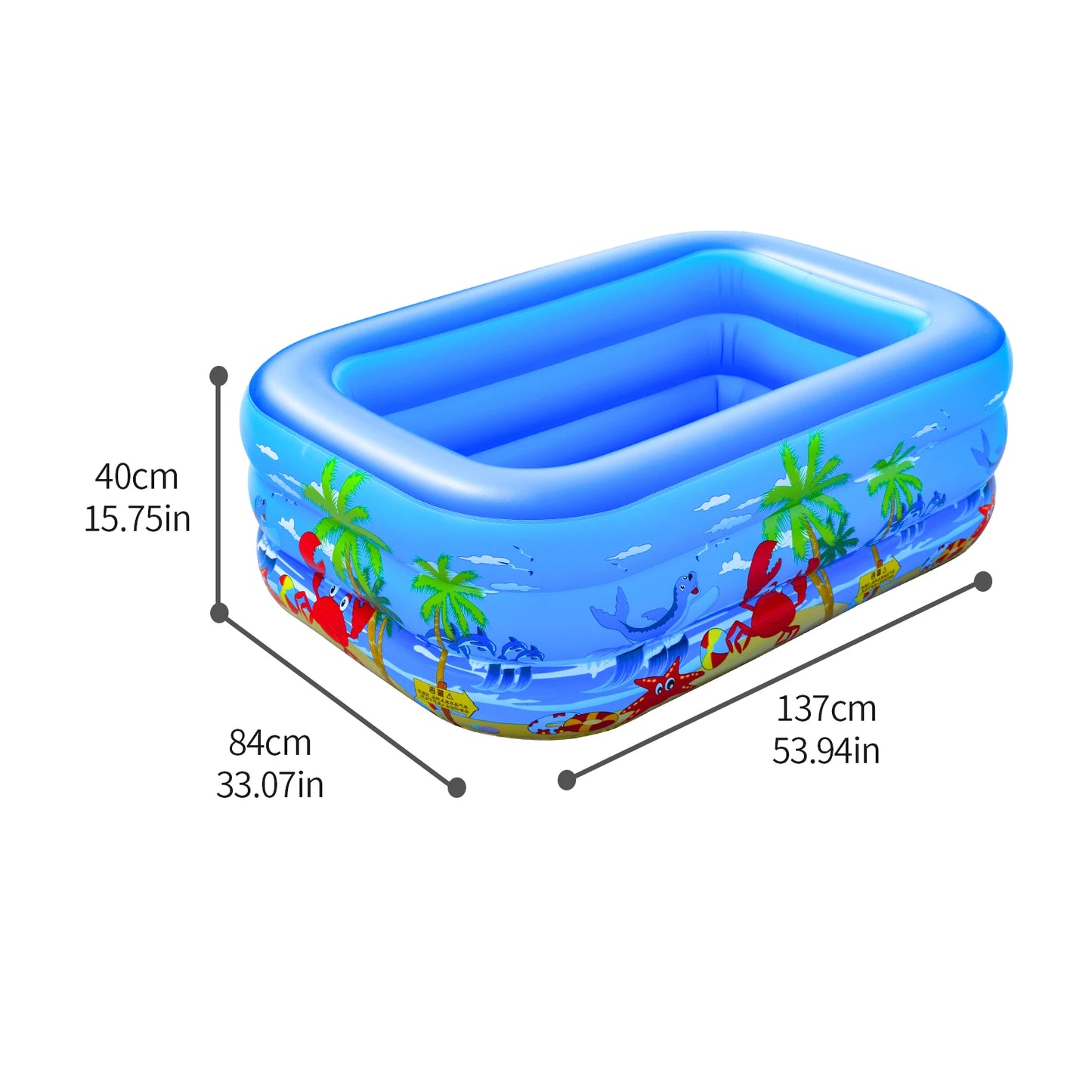 Inflatable Ball Pit Pool for Kids, Toddlers, Adults, Blow Up PVC Swimming Pool for Indoor Outdoor Water Party Backyard, Blue