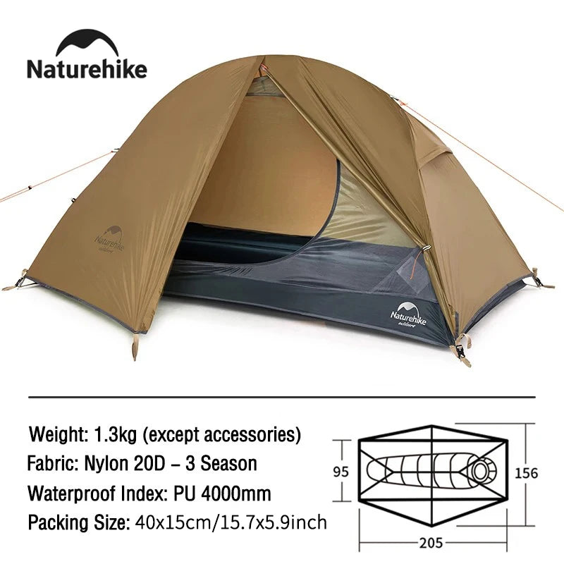 Naturehike 2025 Camping Tent Waterproof Ultralight Portable One Person Nylon Cycling Tent Hiking Backpacking Shelter Tents