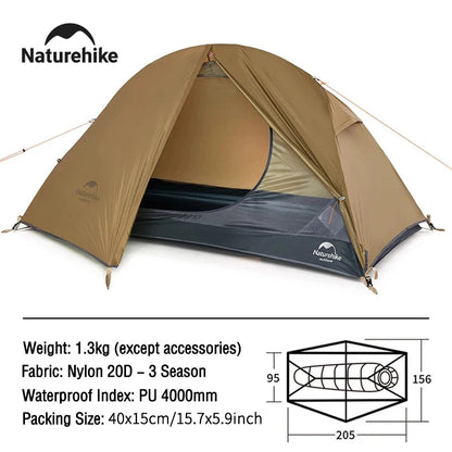 Naturehike 2025 Camping Tent Waterproof Ultralight Portable One Person Nylon Cycling Tent Hiking Backpacking Shelter Tents
