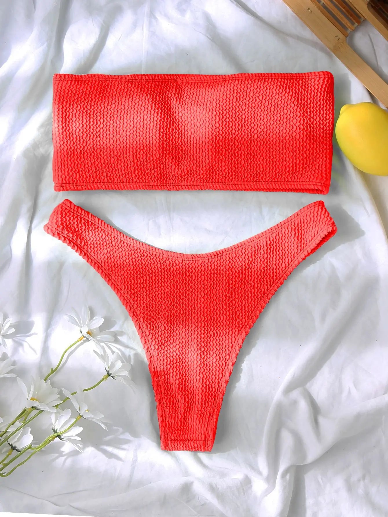 Fashion Bikini Textured Swimwear Women 2025 High Cut Swimsuit Women Bathing Suits Solid Brazilian Bikinis Set