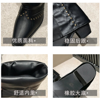 Winter Shoes Woman Thigh High Boots Fashion Back Zippers Long Knight Booties Ladies Thick Sole Girl Shoes