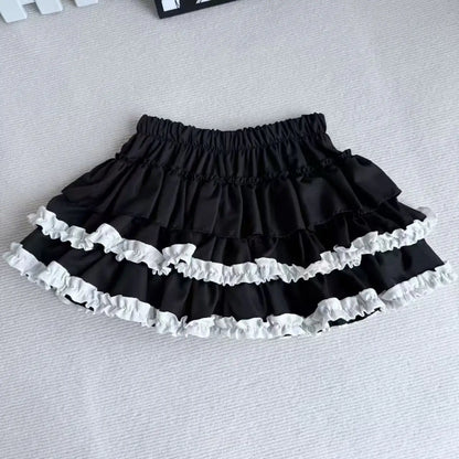 Women Pleated Bubble Mini Skirt Y2k Summer 2025 Korean Fashion Elastic Waist Puffy Short Skirt Girls Cute A Line Cake Skirt