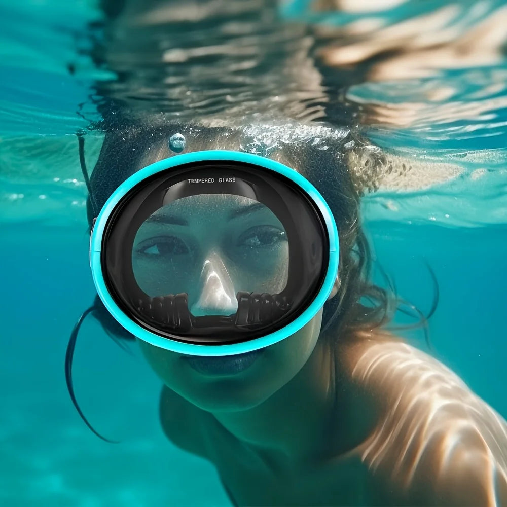 Diving Mask Goggles HD Anti-Fog Spearfishing Mask Freediving Mask Clear Panoramic Goggle with Adjustable Buckle for Free Diving