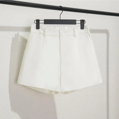 Women Suit Shorts Elegant High Waist White A Line Wide Leg Suit Short Commute Summer Suit Shorts Casual Slim Hot Short Pants