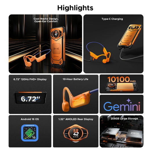 Global Version DOOGEE S200 5G Rugged Phone 12GB +256GB 6.72" Display 100MP AI Main Camera 10100mAh Mobilephone Android 16 NFC