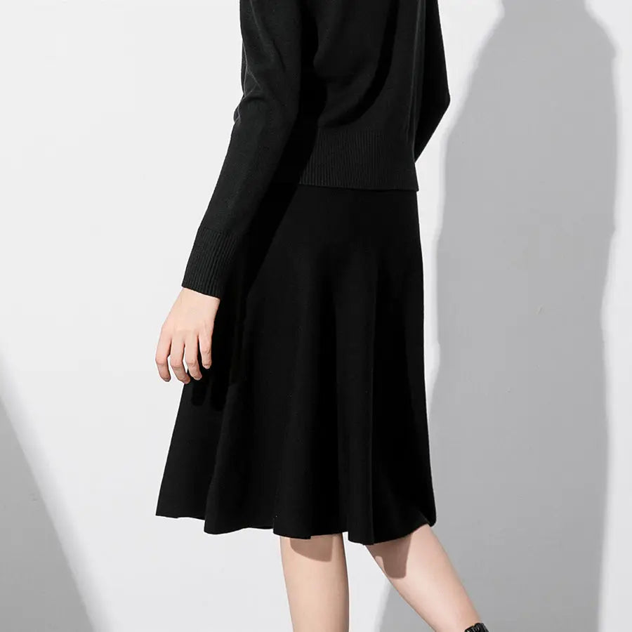 AS woman clothes knitting zipper collar tops and knitted skirt cover knee Autumn-winter collection