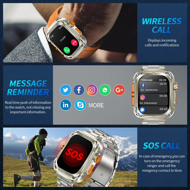 New 2.1" Ultra HD NFC Bluetooth Call Smart Watch Men Compass GPS Track 460mAh Battery Waterproof Smartwatches For women men