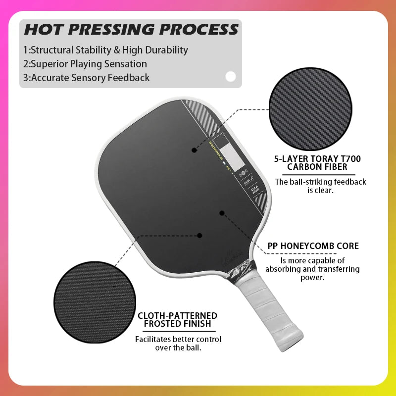 Persesus Pro IV Pickleball Paddle Ben Johns GEN 4 TFP Foam Core T700 Carbon Fiber Pickleball Rackets Increases Spin & Power