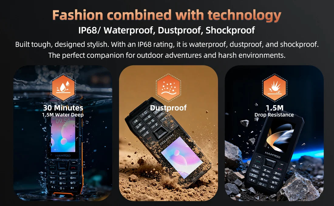HAMTOD H6 Rugged Phone 2.83 inch Screen 3GB ROM 32GB RAM 3000mAh Battery 5MP Rear Camera 4G Android 11 Support VoLTE Cellphone