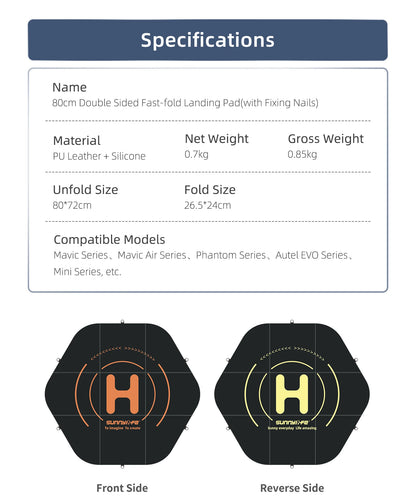 Sunnylife 80cm Waterproof Drone Landing Pad Set for DJI Mavic Series/Mavic Air Series/Mini Series Portable Landing Platfrom Mats