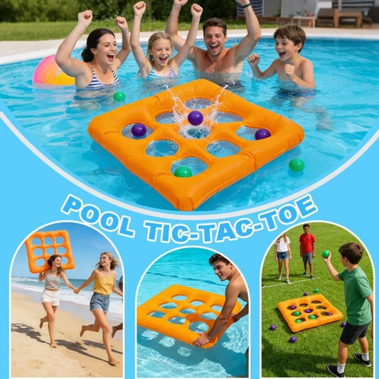 Inflatable Pool Tic Tac Toe Game Set With 10 Floating Balls Summer Water Ball Toy for Adults Teens Kids Swimming Pool Party Gift