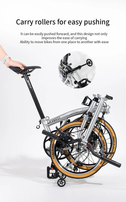 Litepro S9 Aluminum Alloy Frame 16 Inch 9 Speed Tri-fold Bicycle S /Y BAR Light Weight Foldable Bicycle Mini Folding Bike