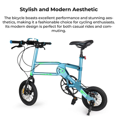 12Inch Folding Bicycle 7 Speed Disc Brake Ultralight Portable Adult Men's Bike to Work Foldable Bicycle with Shock Handlebar