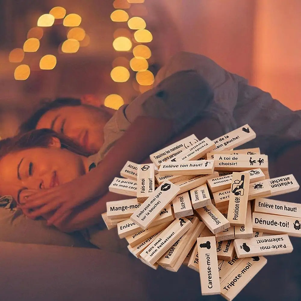 48PCS Dating Building Blocks For Date Nights Valentines And Adult Party Games Tower Game Deluxe Naughty Wooden Couple Toys