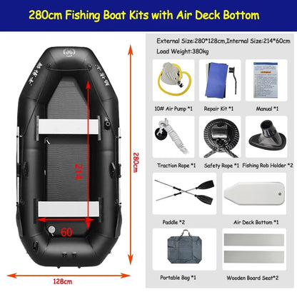 Professional Boat Raft Inflatable Set Dinghy Rowing Boats for Adults Kayak Canoe Fishing Tear-Resistant Foldable Drifting Boat