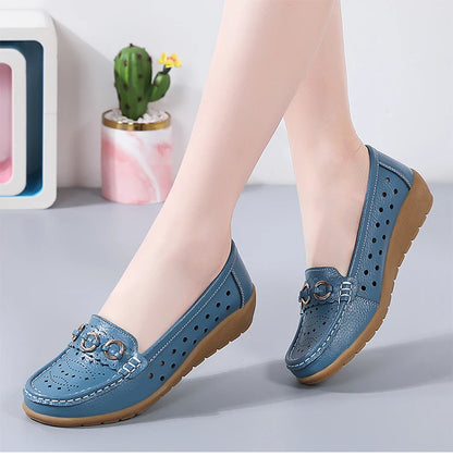 Woman Shoes Breathable Leather Shoes For Women Low Heels Casual Zapatos Mujer Elegant Heel Women's Shoes Flats Female Footwear