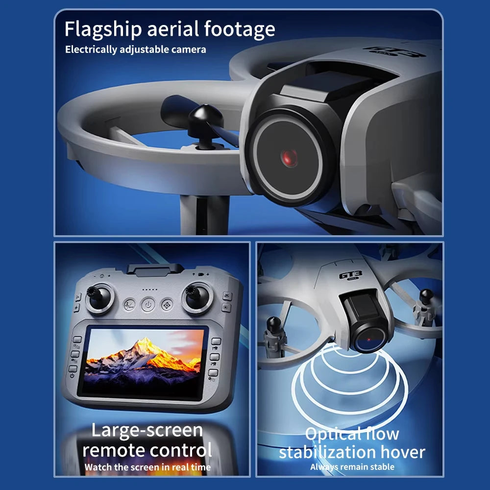 NEW GT3 GPS Drone with 8K HD Dual Cameras 180° FPV 5G WIFI Brushless Motors Intelligence Obstacle Avoidance Foldable Quadcopters