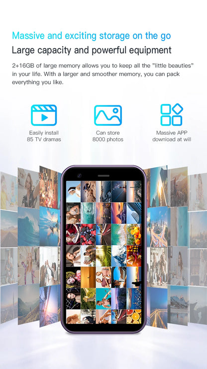 SERVO Mini Smartphone 3.0" Display 2GB+16GB 3G WCDMA Facial Recognition WiFi GPS Play Store Android Smart Phone Dual SIM Standby