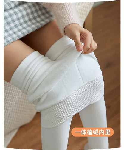 2024 New Design 160-172cm  Women White Nylon Winter Thickened Velvet Padded Adult Dance Pantyhose Sexy Fashion Leggings 45-65kg