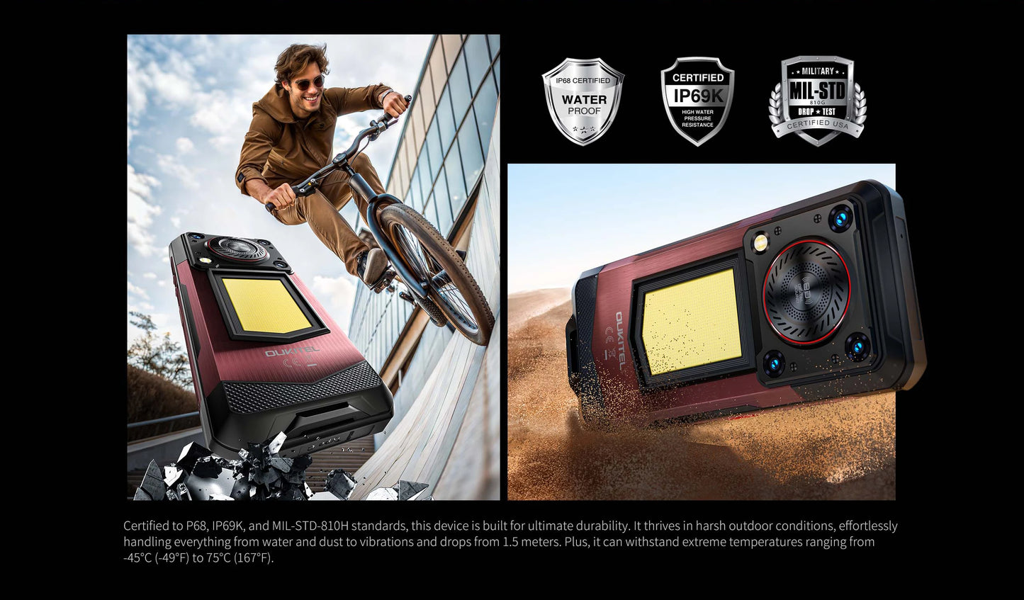 OUKITEL WP56 Rugged phone 16000mAh 45w 36GB+512GB 6.8“FHD 120Hz cell phone MTK7050 32MP+108MP android 15 smartphone