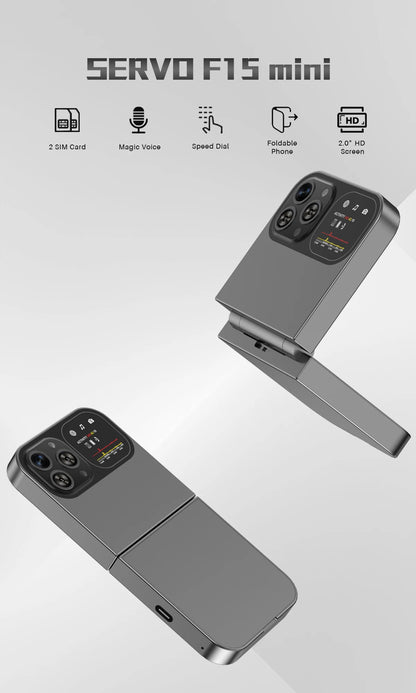 SERVO F15 Mini Small Flip Mobile Phone 2 SIM Standby Speed Dial Magic Voice Flashlight Call Recording 2G GSM Cute Fold Cellphone