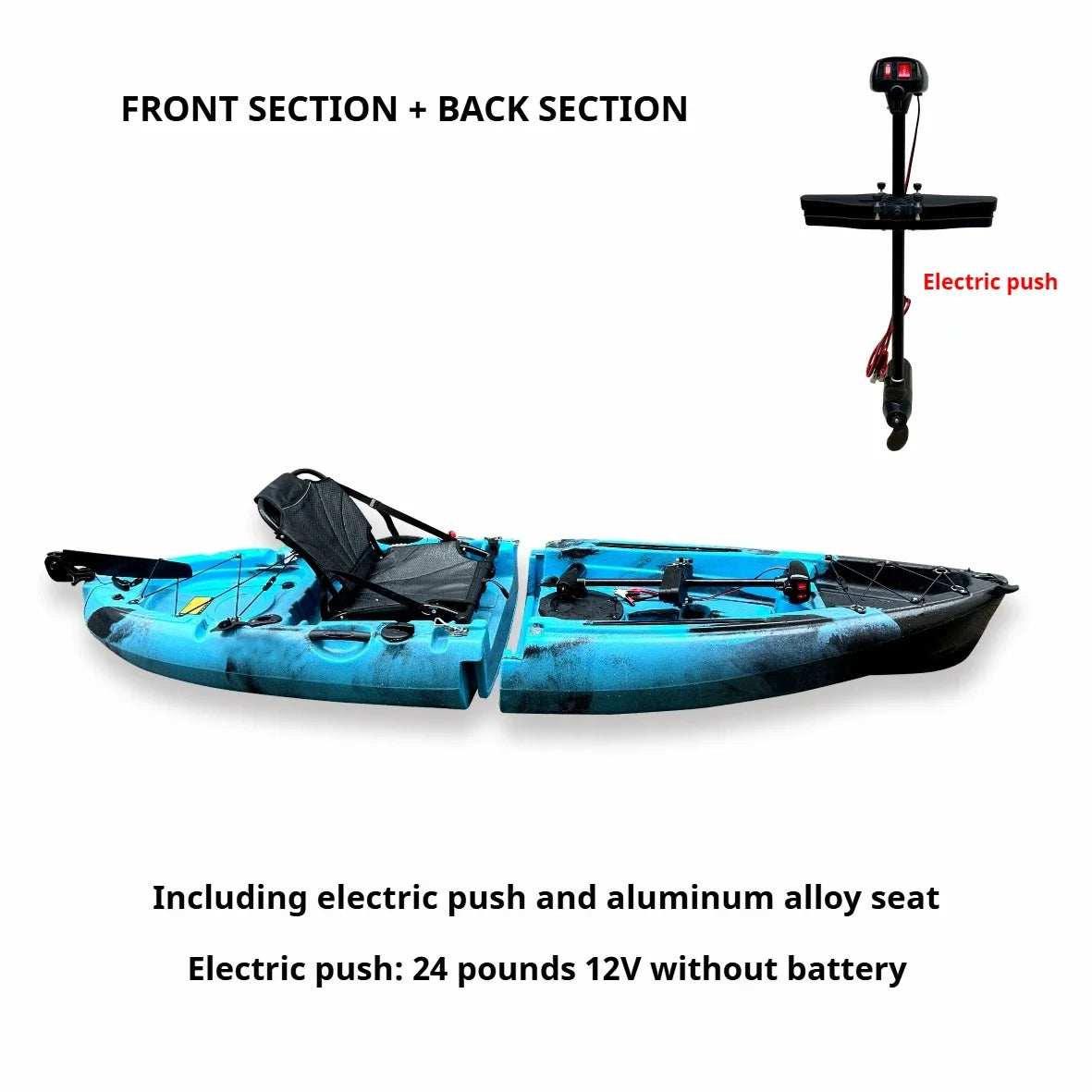 2025 Portable LLDPE Kayak With Split Hard Shell Electric Pedal-Driven Canoe For Solo Tandem Lake Sea Adventures Modular Assembly