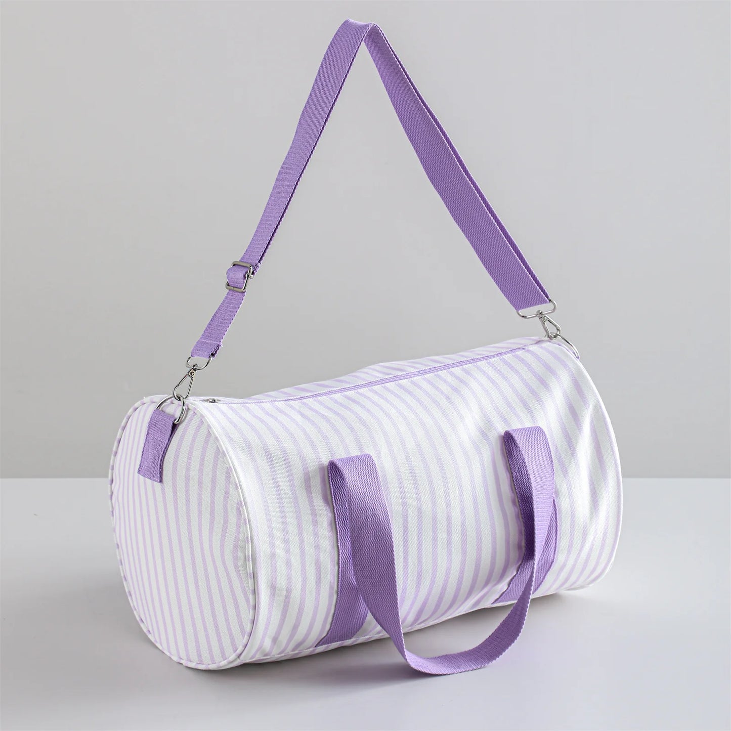 Striped Duffle Bag Women Canvas Travel Overnight Bag With Detachable Adjusted Strap Weekender Bag Vacation