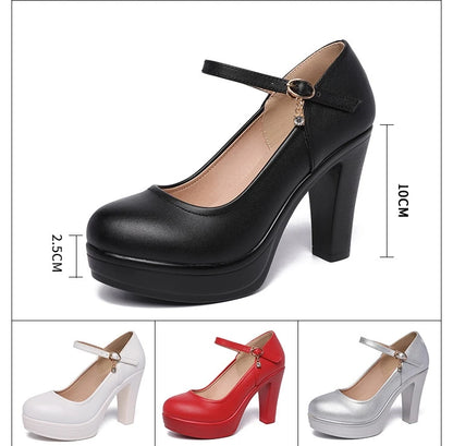 8 10 12cm Small Size 32-43 Shallow Thick Bottom Platform Pumps Women 2025 Block High Heels Shoes for Office Model Wedding Dress