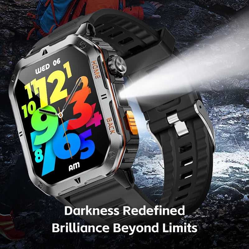 Original 2025 New 2.01 inch1000mAh smartwatch LED flashlight GPS 100+ sport health monitor 3ATM waterproof Men Gift smartwatch