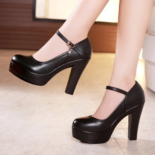 8 10 12cm Small Size 32-43 Shallow Thick Bottom Platform Pumps Women 2025 Block High Heels Shoes for Office Model Wedding Dress