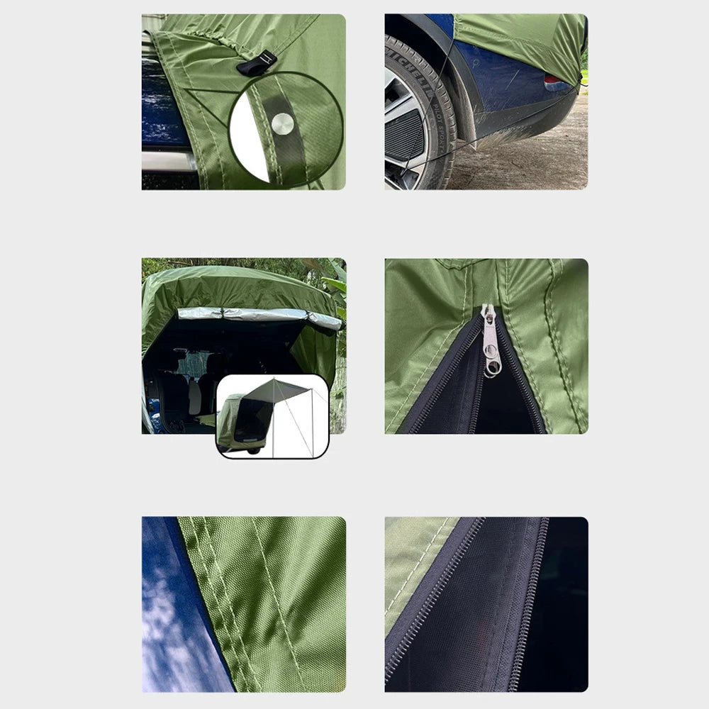 Camping Car Rear Tent Outdoor Car Trunk Tent w Canopy Car Trunk Extension Tent Sunshine-Proof Camping Equipment Travel Supples