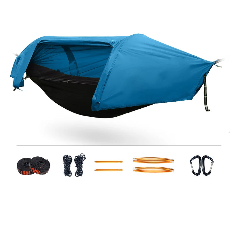 Camping Hammock Tent With Mosquito Net And Rain Fly For 1 Persons Backpacking Bed Lightweight Waterproof Hiking Backyard Outdoor