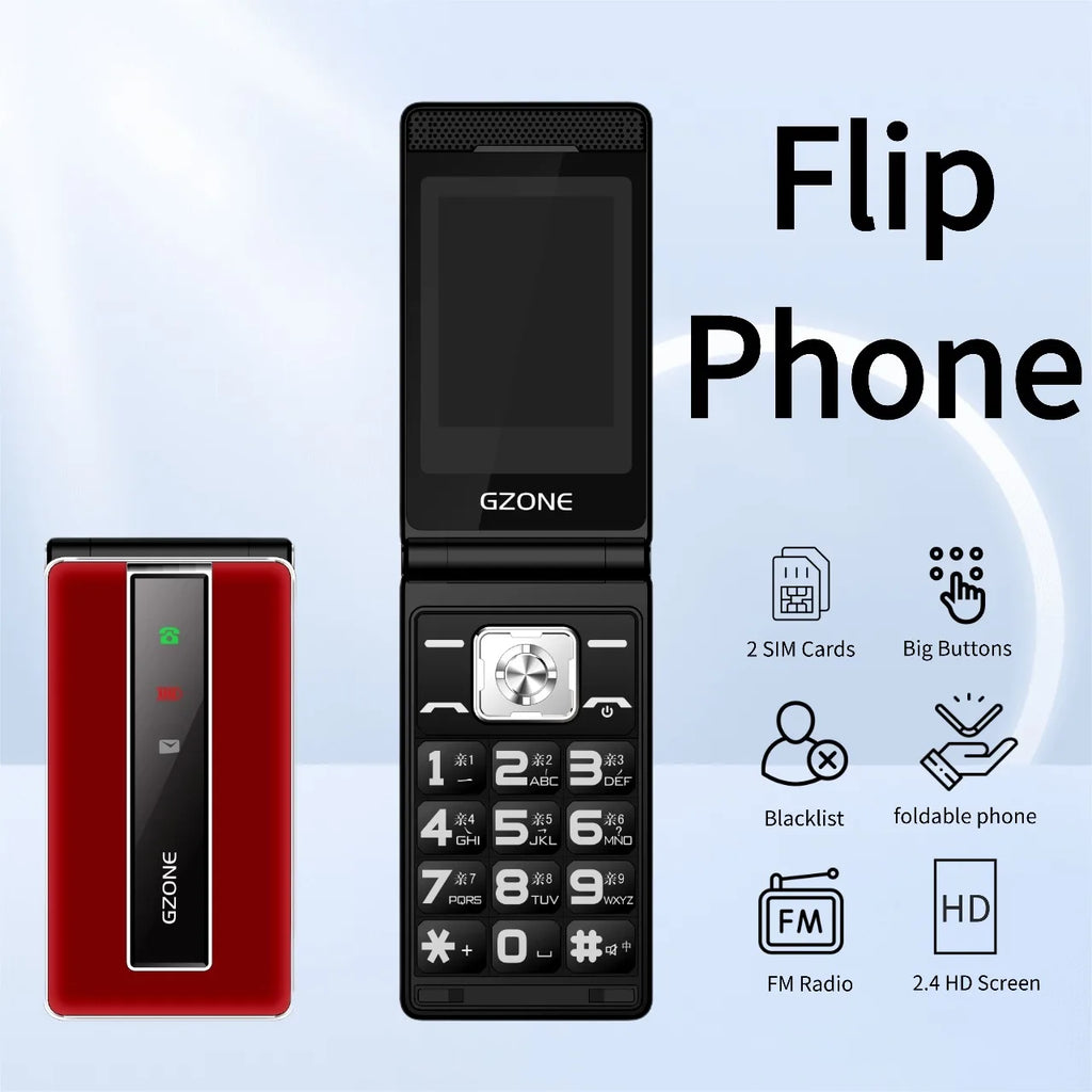 2G GSM Cheap Flip Push-Button Phone For Elderly Durable Quick Call Loud Voice Long Standby Dual Sim Unlocked Foldable Cellphone