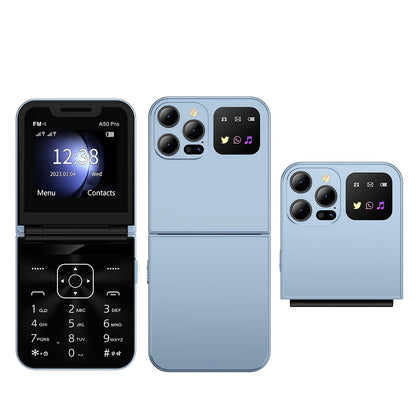 Foldable Mobile Phones Speed Dial 2 SlM Cards 2.4" Display Cellphone Call Recording LED flashlight Blacklist FM Radio Telephones