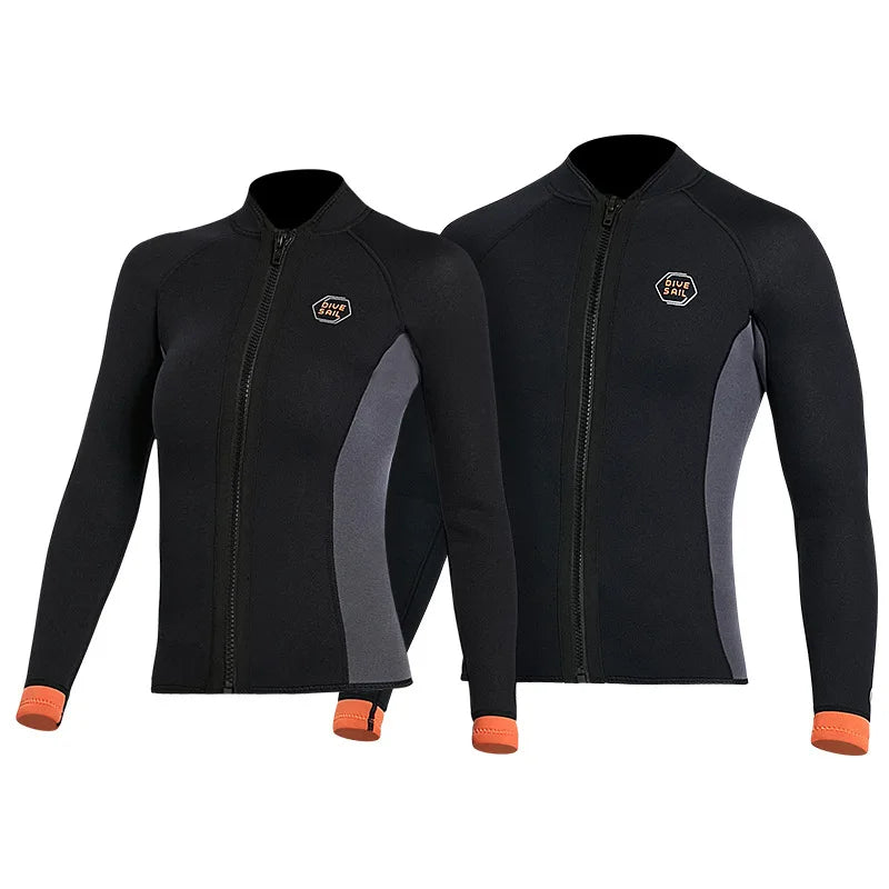 Wetsuit 3MM Neoprene Men Long Sleeve Split Wetsuit Warm Jacket Pants Plus Size Women Swimsuit Scuba Diving Snorkeling Surf Suit