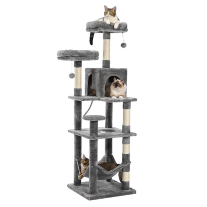 Multi-Level Cat Tree with Scratching Posts, Cozy Hammock, Plush Cat Tower for Indoor, Cat Condo Bed, Cat Accessories, Cat Toys