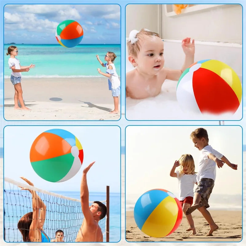 Inflatable Beach Balls Rainbow Color Pool Ball Swimming Pool Water Games for Kids Birthday Gifts Summer Party Favors Volleyball